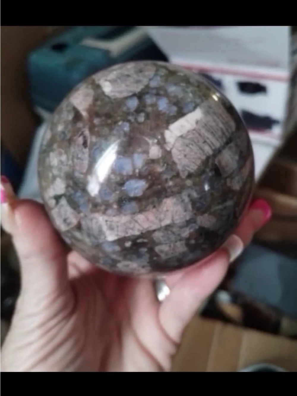 Pink and Gray Mosaic Jasper Sphere
